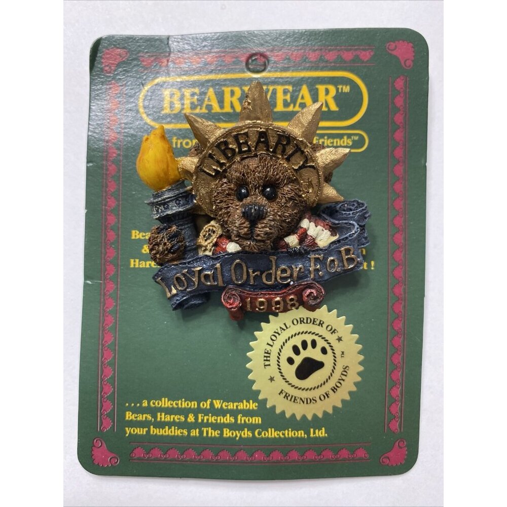 1998 Boyds Bears & Friends Bearwear Ms Liberty Loyal Order FOB Pin Retired